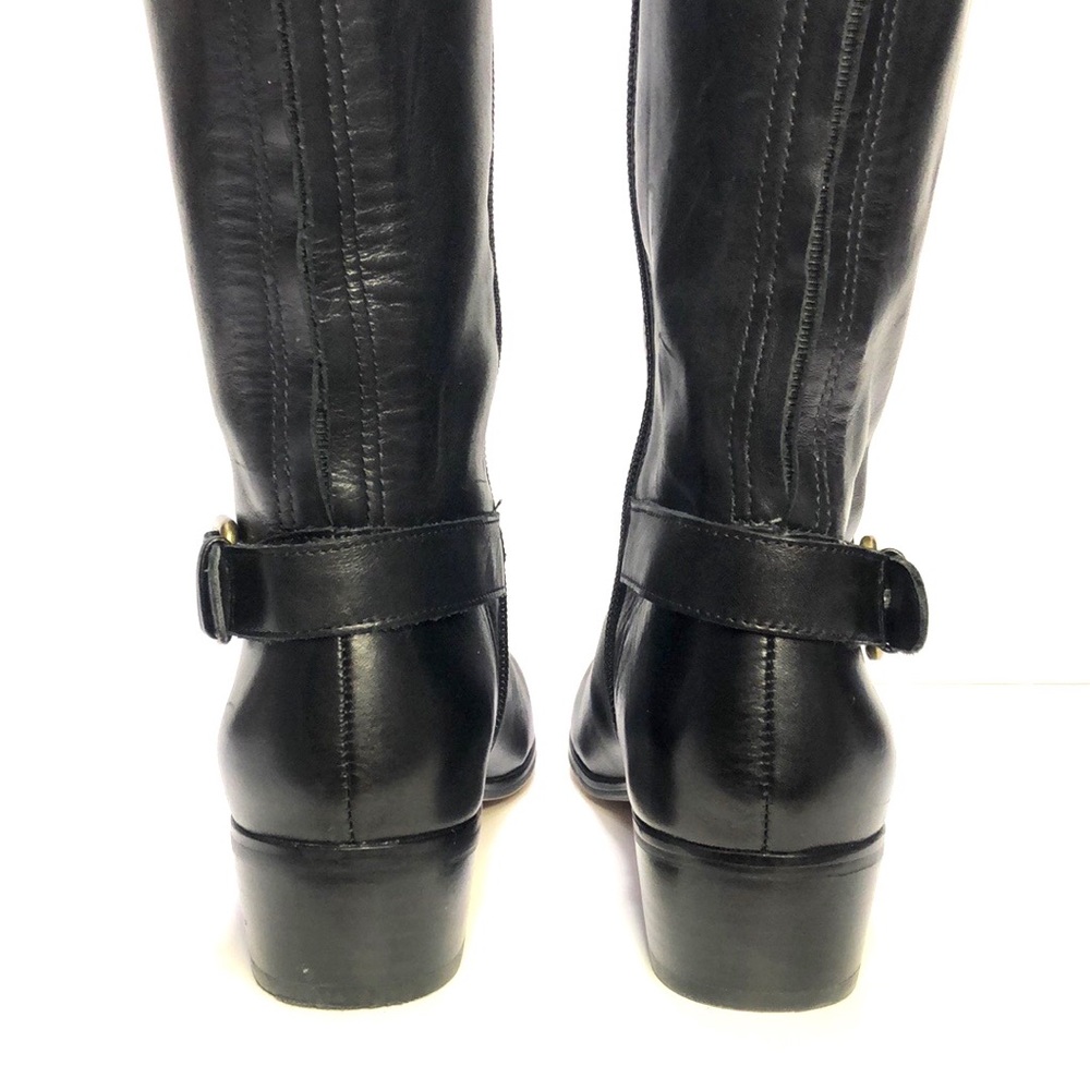 Corso Como Black Almond Toe Side Zip Back Gore Block Heel Leather Boots size 6.5 - Picture 12 of 17